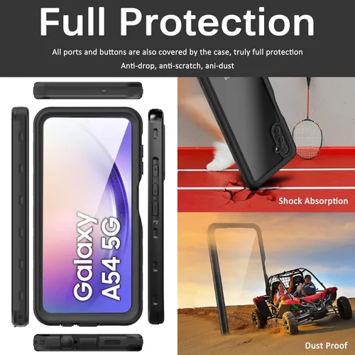Miniatura 5 de Miimall Funda impermeable compatible con Samsung Galaxy A54 5G, protector de pantalla transparente HD integrado, parachoques completo a prueba