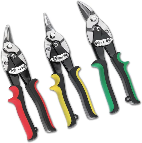 HAUTMEC HT0068 - 3 tijeras de hojalata de aviación para cortar láminas de metal, tijeras de metal CR-V de alta resistencia, herramientas de corte de
