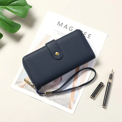 Miniatura 7 de GAEKEAO Cartera de mano para mujer, con bloqueo RFID, de piel, de gran capacidad, con correa de mano