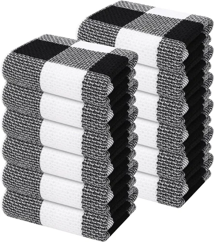 Miniatura 12 de Mordimy Toallas de cocina 100% algodón con tejido de gofre, 13 x 28 pulgadas, paños de cocina súper suaves y absorbentes para secar platos, paquete