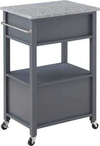 Miniatura 4 de OSP Home Furnishings Fairfax Farmhouse - Carrito de cocina con parte superior de granito, armario de almacenamiento rodante con toallero, estante