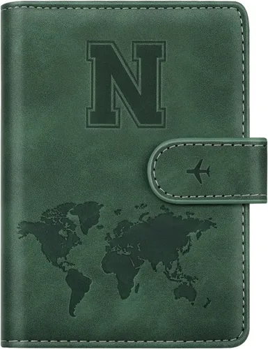 Miniatura 29 de Funda para Pasaporte Personalizada con Letra de la A a la Z, Billetera de Viaje con Bloqueo RFID, Funda para Pasaporte, Estuche para Pasaporte