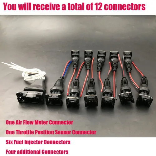Miniatura 4 de Kit de conector de inyector de combustible compatible con 280zx Datsun 280z Maxima Medidor de flujo de aire Sensor de posición del acelerador