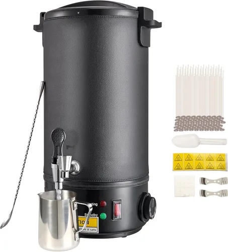VEVOR Derretidor de cera para hacer velas, olla de fusión eléctrica extra grande de 10 L, con boquilla fácil de verter y control de temperatura de 9