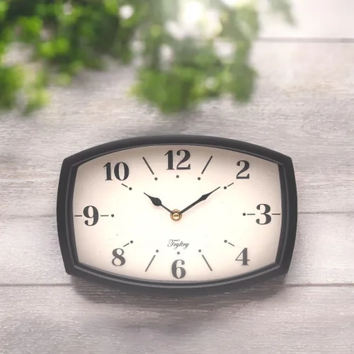 Miniatura 5 de Reloj de pared negro retro rectangular de metal, funciona con pilas, estilo antiguo de diseño para cocina, sala de estar u oficina, pequeño