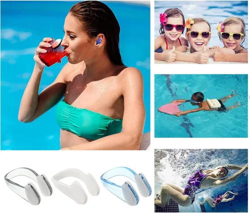 Miniatura 6 de Tapones para los oídos de natación, clip para la nariz, tapones para los oídos de natación, paquete de 3 pares de tapones de silicona reutilizables