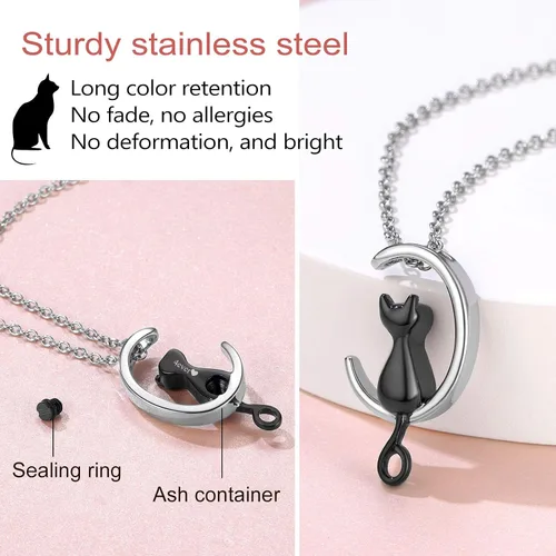 Miniatura 238 de FindChic Collares personalizados con urna para cenizas, barra vertical, gato, luna, reloj de arena, garra de perro, acero inoxidable, chapado en oro