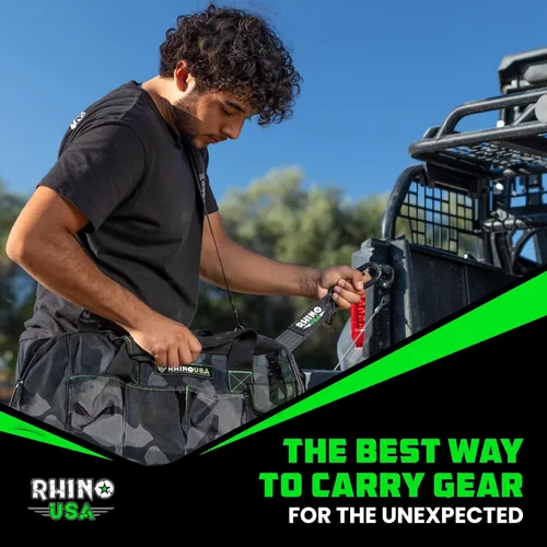 Miniatura 7 de Rhino USA Bolsa de herramientas (18 pulgadas) resistente de boca ancha con cremallera para hombres, bolsas grandes para herramientas con bolsillos