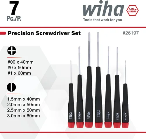 Miniatura 3 de Wiha 7 piezas juego de desarmador de precisión e inclinado Phillips