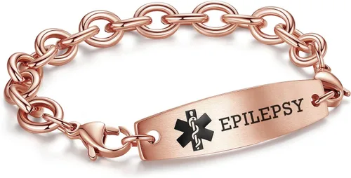 Miniatura 16 de LinnaLove Pulseras de identificación médica intercambiables Cadena de cable de acero inoxidable pulseras de alerta médica personalizables