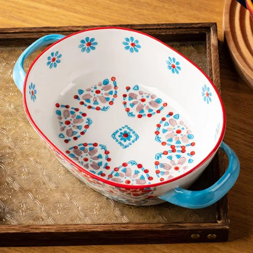 Miniatura 5 de Cacerola, plato de cerámica para hornear de 7.7 x 6.2 pulgadas, bandeja para lasaña profunda para horno, bandeja para hornear de 28 onzas con asas