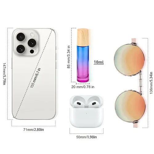 Miniatura 3 de 8 botellas de vidrio de 0.3 fl oz (1/3 oz), color azul y morado, botellas enrollables, envase para aceites esenciales, perfumes, bálsamos labiales