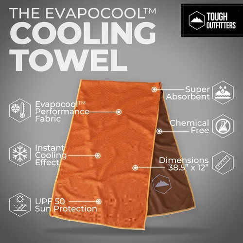Miniatura 4 de Tough Outdoors Toallas de enfriamiento para cuello y cara, toalla de enfriamiento para el cuello para clima caliente, yoga, deportes, golf, sudor