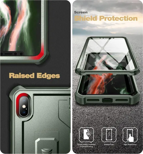 Miniatura 7 de Dexnor Funda para iPhone Xs Max, [Protector de pantalla y soporte integrados] Protección de grado militar resistente a prueba de golpes para iPhone