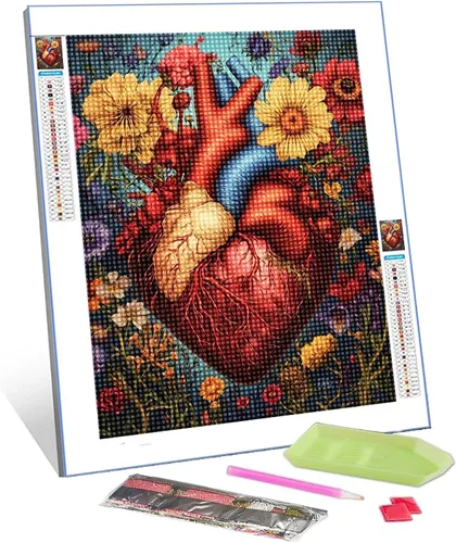 Miniatura 15 de TUMOVO Pintura mecánica de diamantes de corazón DIY 5D, kit de numeración, anatomía humana, cristal de diamantes de imitación, obra de arte mágica