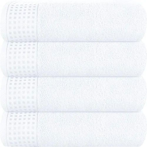 Miniatura 15 de GLAMBURG Juego de 2 toallas de baño de gran tamaño 100% algodón, 28 x 55 pulgadas, ultra suaves, altamente absorbentes, compactas, de secado rápido