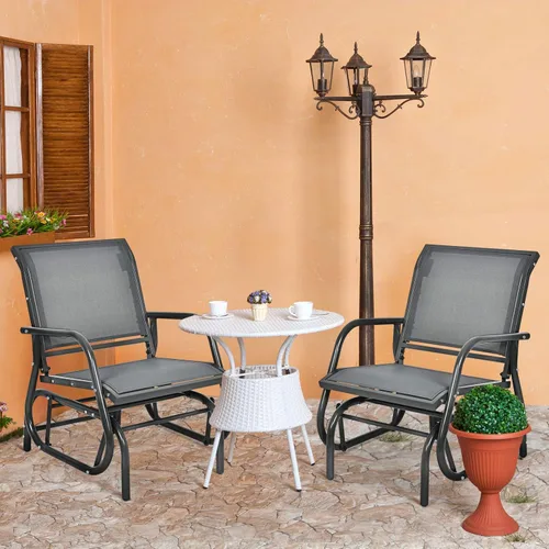Miniatura 9 de Giantex Silla columpio con marco de metal de estudio, cómoda silla de patio para jardín, porche, patio trasero, piscina, mecedora para césped al Gris