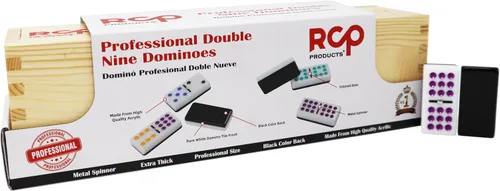 Juego de Dominó para Adultos – Juego Profesional de Dominó Doble 9 de 55 Fichas, Giratorio de Metal, Juego de Mesa Clásico y de Viaje con Estuche de