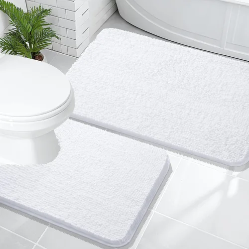 Miniatura 242 de OLANLY Juego de alfombras de baño de 2 piezas, alfombras de baño de chenilla suave y absorbente y alfombra de contorno en forma de U para inodoro