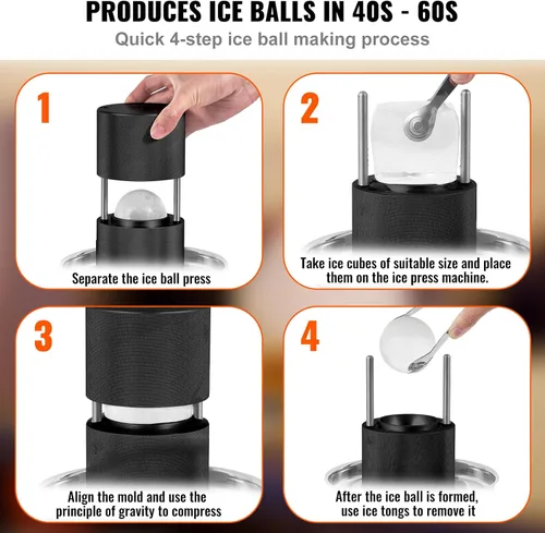 Miniatura 3 de VEVOR Prensa de Bolas de Hielo, Prensa de Bolas de Hielo de 2.4", Kit de Prensa de Bolas de Hielo de Aluminio para Aviación para Esfera de Hielo