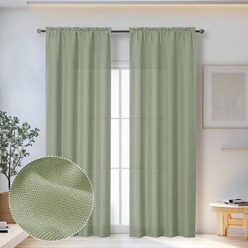 Miniatura 57 de OWENIE Bob Juego de 2 Paneles de Cortinas Negras de Cocina para Ventanas de 36 Pulgadas de Largo, Cortinas Cortas de Café con Textura de Lino