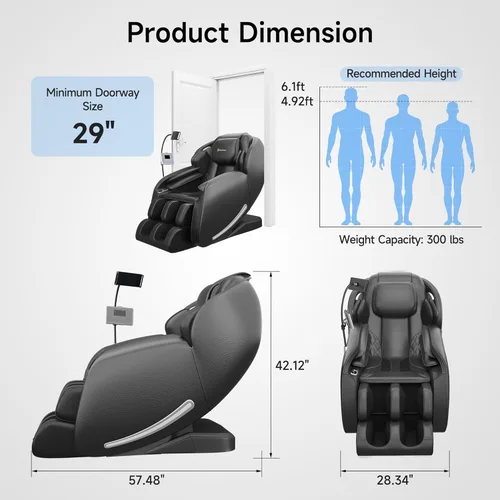 Miniatura 2 de Real Relax Sillón de masaje de cuerpo completo con controlador de teléfono único, sillón reclinable 3D SL-Track de gravedad cero con control