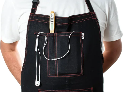 Miniatura 7 de BÖHM - Delantal de cocina profesional con bolsillos, trabillas para herramientas, correa ajustable para el cuello, algodón duradero de doble