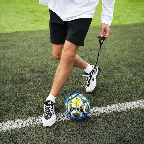 Miniatura 7 de PodiuMax Entrenador de Patadas de Fútbol Individual con Mango con Nuevo Diseño de Red con Bloqueo de Balón, Red Elástica Bungee de Entrenamiento