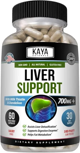 Kaya Naturals Liver Cleanse Detox & Repair - Suplemento de cardo mariano - Desintoxicación hepática para mujeres y hombres - Extracto de alcachofa y