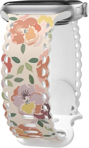 Miniatura 7 de Correa de encaje floral compatible con Apple Watch de 40mm 44mm 46mm 41mm 45mm 38mm 42mm 49mm, mujeres, correa deportiva de repuesto de silicona E