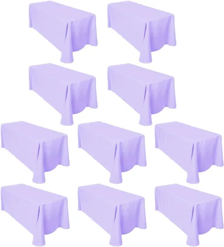 Miniatura 87 de LTC LINENS - Paquete de 2 manteles rectangulares de poliéster, de 60 x 102 pulgadas y 6 pies, color azul bebé, con caída parcial, resistentes a