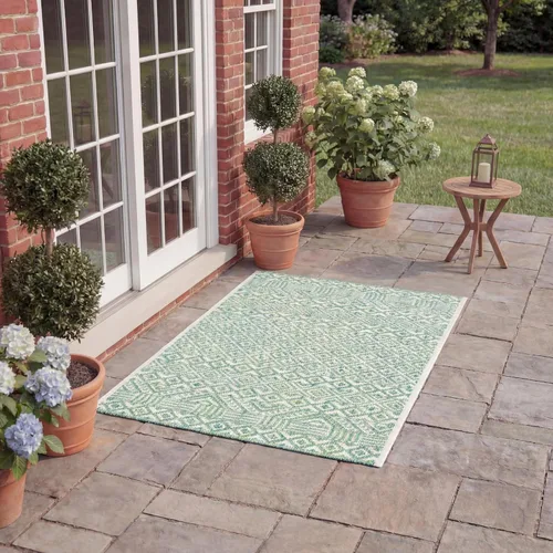 Miniatura 45 de SAFAVIEH Alfombra lavable al aire libre, colección Courtyard - 2'3" x 5', gris y negro, no desprende pelusa y fácil limpieza, ideal para patio