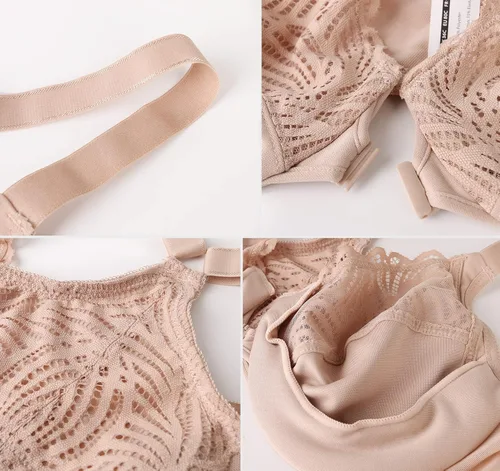 Miniatura 6 de DotVol Sujetador de cierre frontal para mujer, parte trasera en T, figura completa, con aros, talla grande, sin costuras, sin forro, para busto