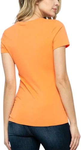 Miniatura 5 de Camiseta de manga corta para mujer, cuello redondo, ajustada, lisa, básica, elástica, casual