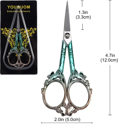 Miniatura 7 de YOUGUOM Tijeras pequeñas para bordar para manualidades, obras de arte, punto de cruz, hilo de costura, tijeras de hilo de hilo de 4.7 pulgadas