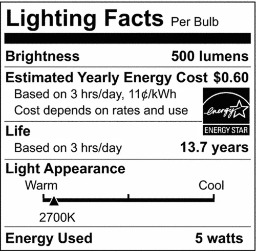 Miniatura 4 de Satco 21852-5.5CA10/LED/927/CL/120V/E26/2C Decorativa (S21852) Punta de Vela Bombilla LED