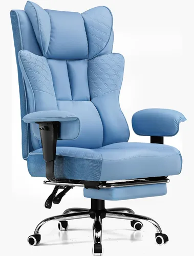 Miniatura 12 de GTPLAYER Silla de Oficina Grande y Alta 400LBS Silla Ergonómica para Juegos Ancha con Cuero con Diseño de Relieve de Lujo con Reposapiés, Reclinable