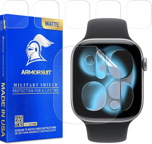 Miniatura 12 de ArmorSuit Paquete de 6 protectores de pantalla para Apple Watch Series 9/8/7 (1.614 pulgadas) Dry-Shield HD Clear TPU Dry Installation Film