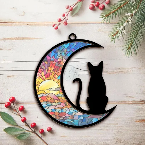 Miniatura 8 de AXIARA Adornos Navideños Regalos para Amantes de los Gatos - Adorno Navideño de Doble Capa para Decoraciones del Árbol - Regalos para Amantes