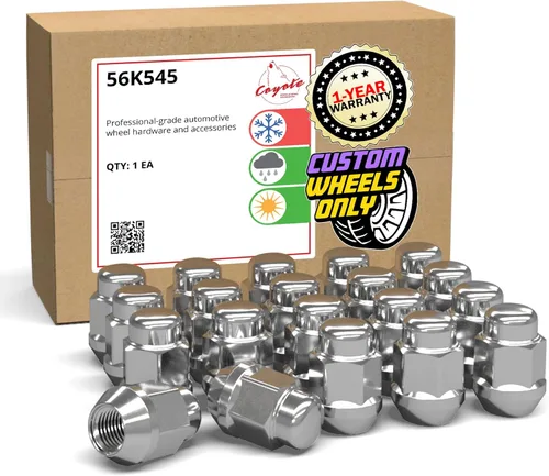 Wheel Accessories Parts 20 tuercas hexagonales M12x1.5 de 12 x 1.5 pulgadas (1.38 pulgadas y 1.378 in) de largo, cromadas de 13/16 pulgadas, 0.827