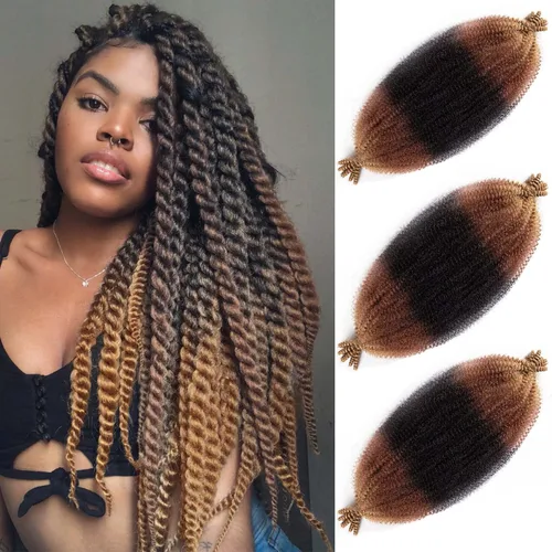 Miniatura 12 de Cabello afro trenzado elástico de 24 pulgadas 3 paquetes Cabello afro trenzado elástico Cabello afro para trenzado en crochet (24 pulgadas