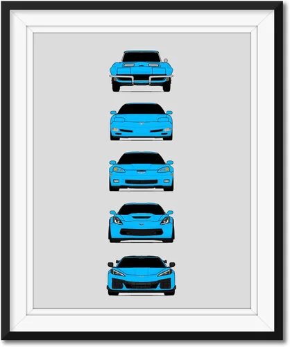 Miniatura 9 de Custom Car Posters Póster hecho a mano compatible con Chevy Corvette Z06 Generations e impresión de Chevrolet Corvette C2 C5 C6 C7 C8 Z15 Multi