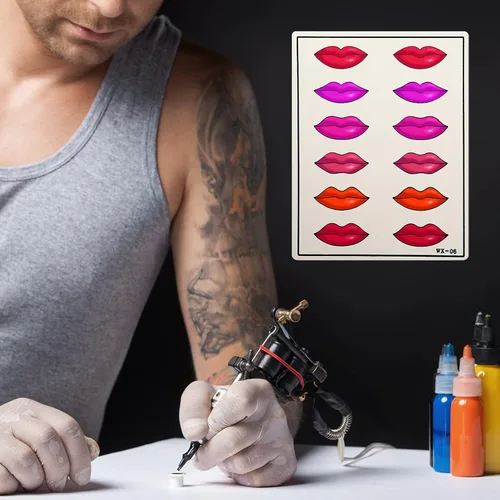 Miniatura 4 de 6 hojas de práctica de microblading piel tatuaje tatuaje piel maquillaje permanente piel labio piel piel labios piel falsa doble cara práctica piel