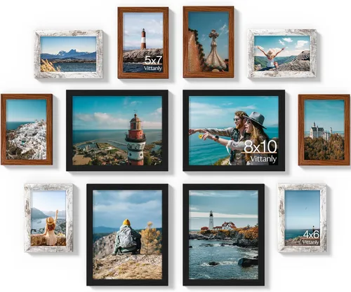 Miniatura 24 de Vittanly Paquete de 7 Marcos de Fotos, Marcos de Fotos Collage Decoración de Pared para Pared o Mesa, Múltiples Tamaños con 1 Pieza de 11x14