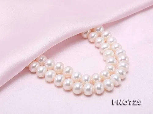 Miniatura 5 de JYX Pearl Collar largo 0.354-0.394 in plano redondo blanco perla de agua dulce collar suéter sin fin 32", Perla, Perla