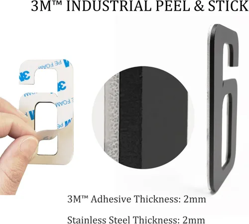 Miniatura 3 de Números de Casa Modernos para Exterior - Autoadhesivos, Grandes de 6 Pulgadas, Números de Dirección de Casa de Metal - Ideales para Buzón, Puerta
