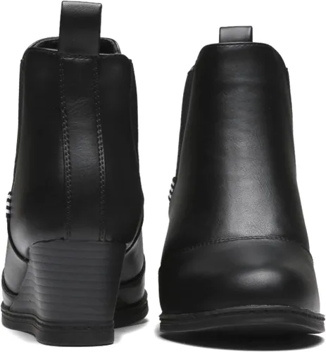 Miniatura 6 de Vepose Botas de tobillo para mujer, botines de tacón de cuña negro, zapatos casuales para mujer