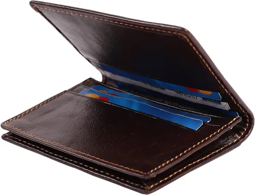 Miniatura 6 de Billetera delgada de cuero auténtico con bolsillo frontal, espacio para identificación y tarjetero con tecnología RFID