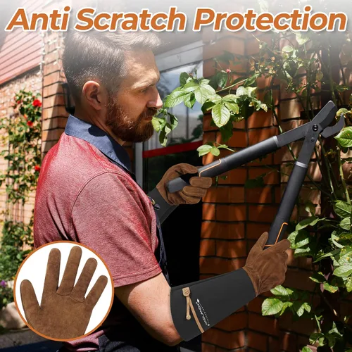 Miniatura 4 de HANDLANDY HLDD Long Gardening Gloves for Women Men - Leather Rose Pruning Gloves Thorn Proof - Breathable Working Glove