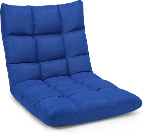 Miniatura 10 de Giantex Sofá ajustable para juegos de piso, acolchado de 14 posiciones, plegable, reclinable perezoso, esponja de alta resistencia, tela de algodón